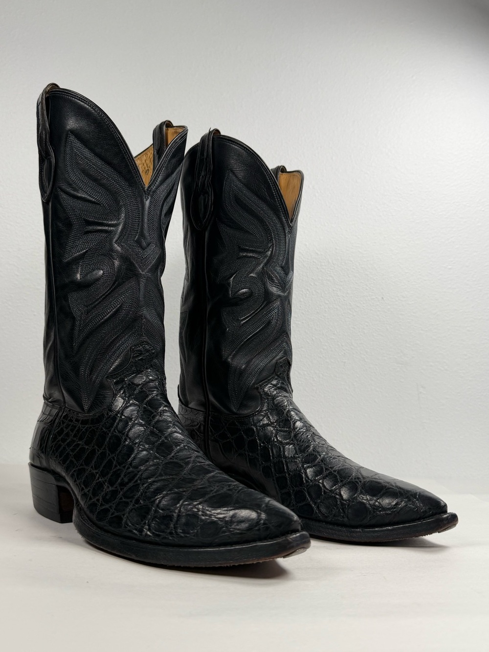 Justin Boots Exotic Western Boots Size 9 D American Alligator Belly 2396 USA